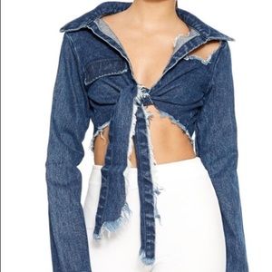 Denim crop jacket.